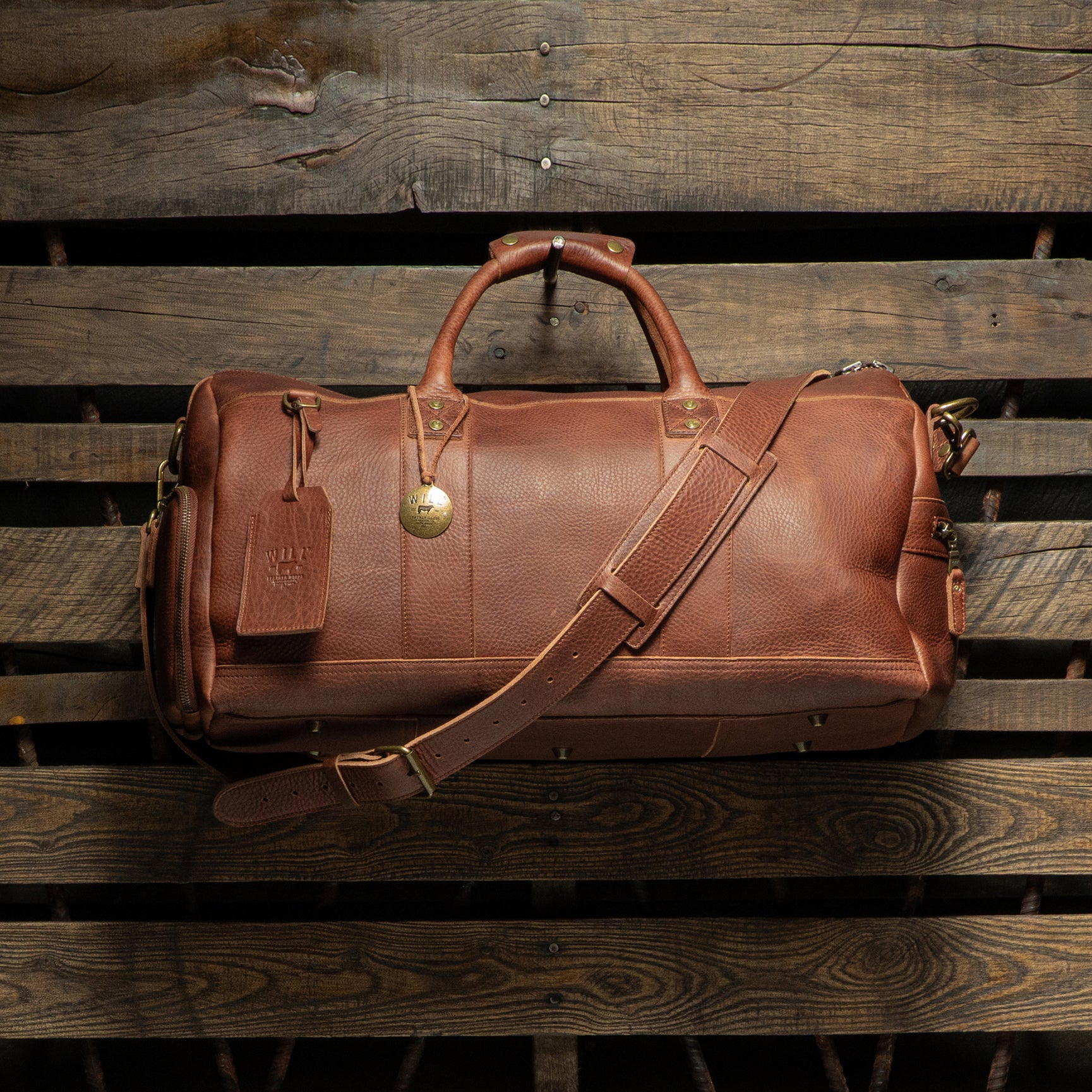 LEATHER ATTICUS SHOE DUFFLE COGNAC – Will Leather Goods