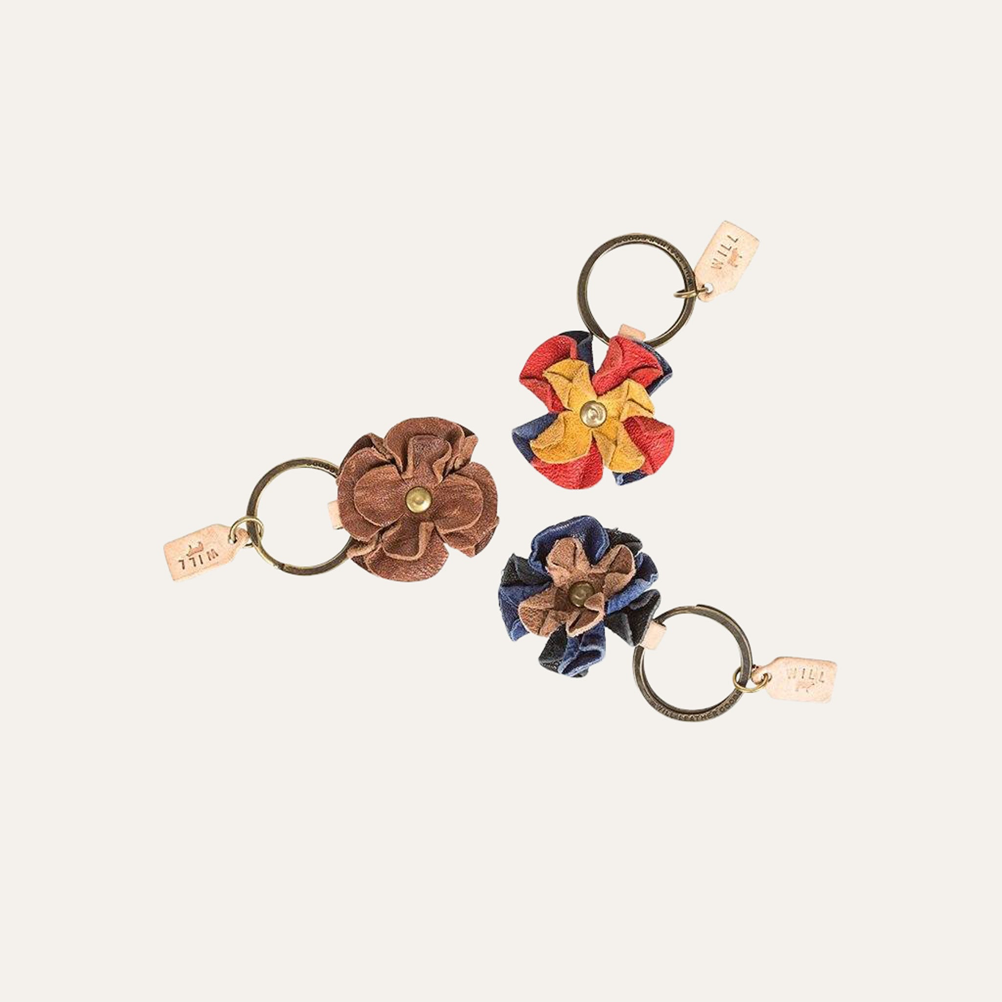 Unique Batik. leather flowers keychain